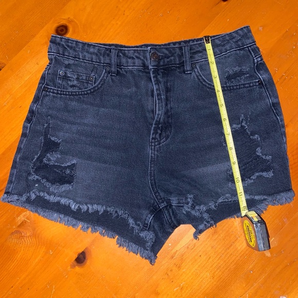 black denim y2k 501 style shorts original super highrise cut offs 90’s bottoms - Picture 5 of 13
